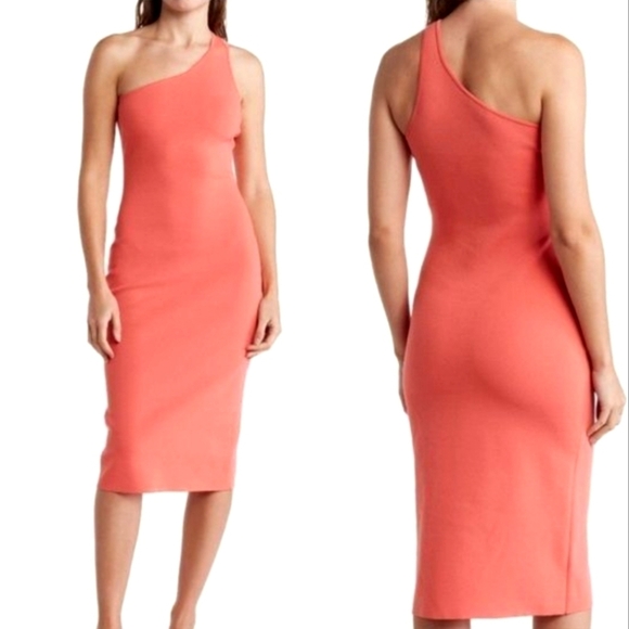 A.L.C. CoralColby Asymmetric One Shoulder Stretch Knit Bodycon Midi Dress M - Picture 1 of 6
